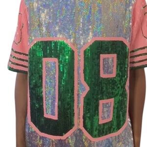 Pink and Green Sequin Jersey